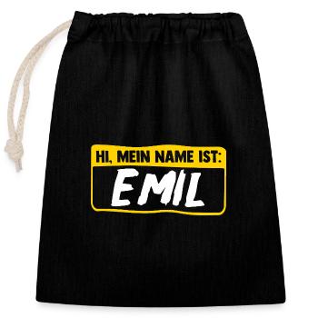 Emil - Verschließbarer Geschenkbeutel aus Baumwolle (25x30cm) - Schwarz - Vorne