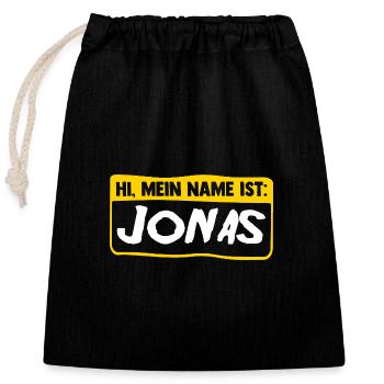 Jonas - Verschließbarer Geschenkbeutel aus Baumwolle (25x30cm) - Schwarz - Vorne