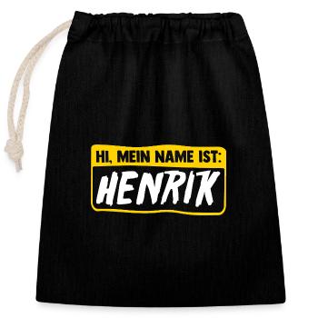 Henrik - Verschließbarer Geschenkbeutel aus Baumwolle (25x30cm) - Schwarz - Vorne