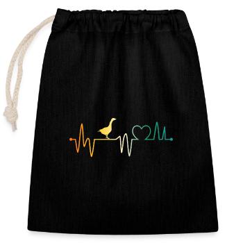 Heartbeat Goose - Closable cotton gift bag (25x30cm) - black - Front