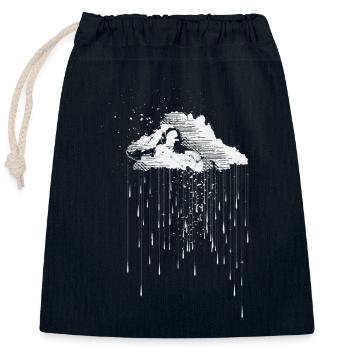 Nuages de pluie - Sac cadeau en coton avec cordon (25 x 30 cm) - bleu marine - Devant