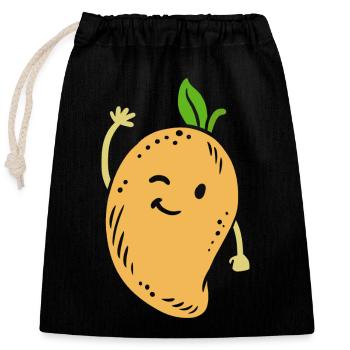 Mango Fruit Kawaii - Closable cotton gift bag (25x30cm) - black - Front