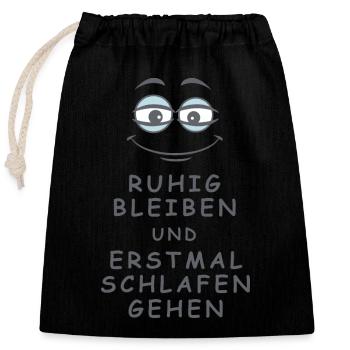 Schlafen gehen - Verschließbarer Geschenkbeutel aus Baumwolle (25x30cm) - Schwarz - Vorne