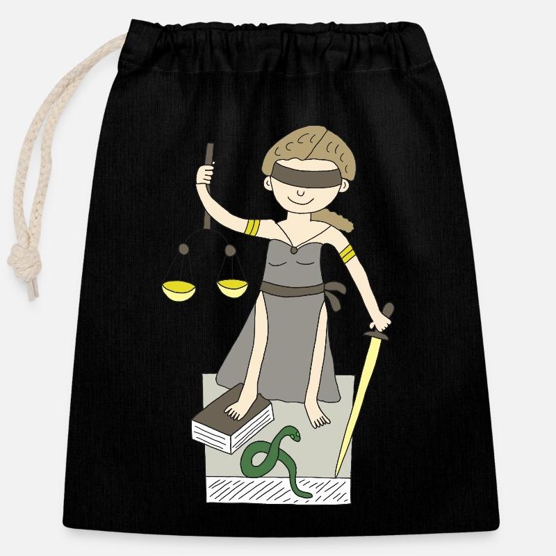 Justitia - Sac cadeau en coton avec cordon (25 x 30 cm) - noir
