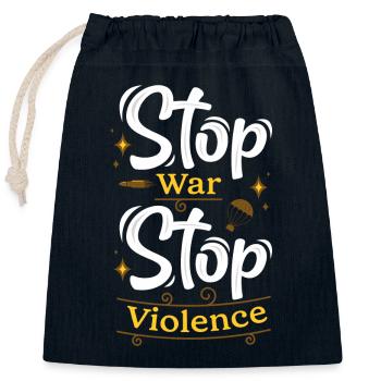 Stop war Stop violence - Closable cotton gift bag (25x30cm) - navy - Front