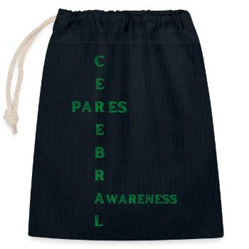 cerebral palsy awareness - Closable cotton gift bag (25x30cm) - navy - Front