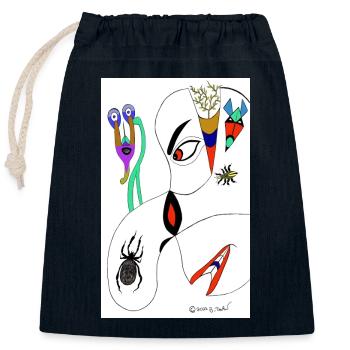 M Burns Kopf Spinne - Verschließbarer Geschenkbeutel aus Baumwolle (25x30cm) - Navy - Vorne