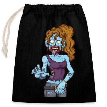 Female Zombie - Closable cotton gift bag (25x30cm) - black - Front