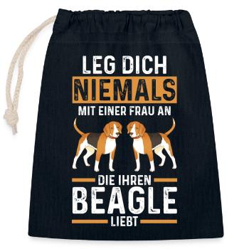 Hund Beagle - Verschließbarer Geschenkbeutel aus Baumwolle (25x30cm) - Navy - Vorne
