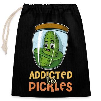 Fruits, jardin, concombres, cornichons, cornichons - Sac cadeau en coton avec cordon (25 x 30 cm) - noir - Devant