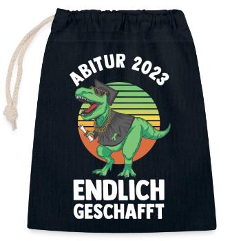 Abiturienten Abschluss 2023 Dinosaurier Abitur - Verschließbarer Geschenkbeutel aus Baumwolle (25x30cm) - Navy - Vorne