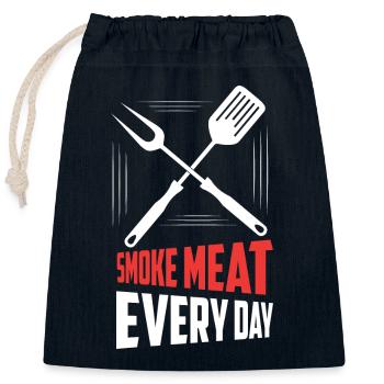 Smoke Meat Every Day Smoker BBQ Grilling - Closable cotton gift bag (25x30cm) - navy - Front