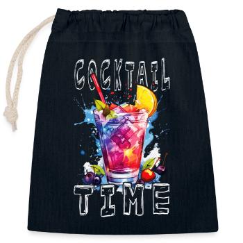 Cocktail Time Summer Beach Party Bar Club Boisson - Sac cadeau en coton avec cordon (25 x 30 cm) - bleu marine - Devant