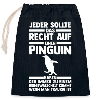 Tiermotiv Pinguin - Verschließbarer Geschenkbeutel aus Baumwolle (25x30cm) - Navy - Vorne