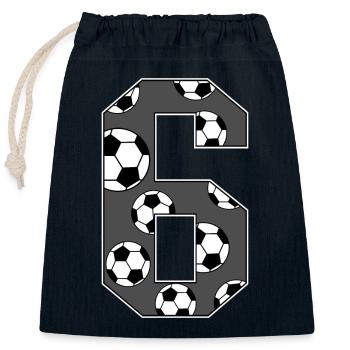 6 Anniversaire Football Gris - Sac cadeau en coton avec cordon (25 x 30 cm) - bleu marine - Devant