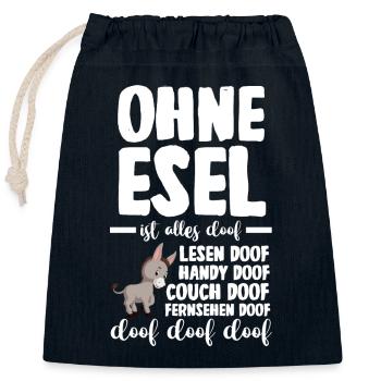Beziehungsstatus Esel - Verschließbarer Geschenkbeutel aus Baumwolle (25x30cm) - Navy - Vorne