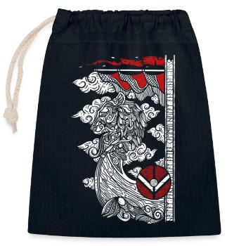 Wikingerschiff Wikinger Kapitän Krieger Boot - Verschließbarer Geschenkbeutel aus Baumwolle (25x30cm) - Navy - Vorne