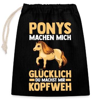 Pferd Reiten Reiter Reiterin Reitsport Pferde Pony - Verschließbarer Geschenkbeutel aus Baumwolle (25x30cm) - Schwarz - Vorne