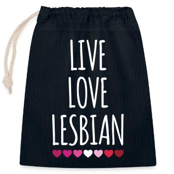 Live. Love. Lesbian. - Closable cotton gift bag (25x30cm) - navy - Front