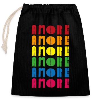 Amore x 6 - Closable cotton gift bag (25x30cm) - black - Front