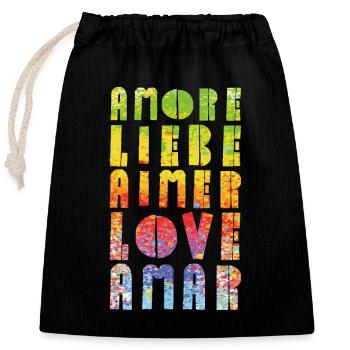 Amore Liebe Aimer Love Amar - Closable cotton gift bag (25x30cm) - black - Front