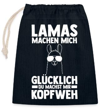 Lama - Verschließbarer Geschenkbeutel aus Baumwolle (25x30cm) - Navy - Vorne