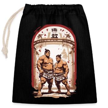 Sumo Ästhetik Japanische Kampfkunst Ringer - Verschließbarer Geschenkbeutel aus Baumwolle (25x30cm) - Schwarz - Vorne