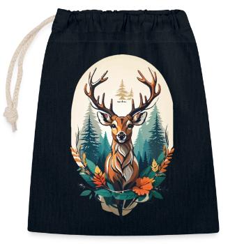 Deer - Closable cotton gift bag (25x30cm) - navy - Front