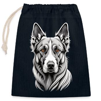 Beauté majestueuse : le berger allemand en blanc - Sac cadeau en coton avec cordon (25 x 30 cm) - bleu marine - Devant