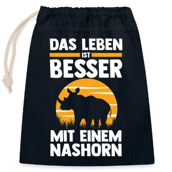 Nashorn - Verschließbarer Geschenkbeutel aus Baumwolle (25x30cm) - Navy - Vorne