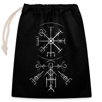 Vegvisir und Wikinger verzierungen, Symbol, nordic - Verschließbarer Geschenkbeutel aus Baumwolle (25x30cm) - Schwarz - Vorne