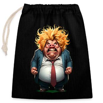 Caricature de citoyen en colère - Sac cadeau en coton avec cordon (25 x 30 cm) - noir - Devant
