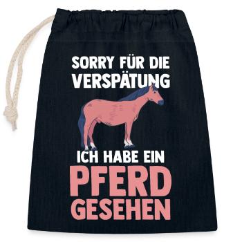 Pferd Reiten Bauernhof Bauer Pferdebesitzer Pferde - Verschließbarer Geschenkbeutel aus Baumwolle (25x30cm) - Navy - Vorne