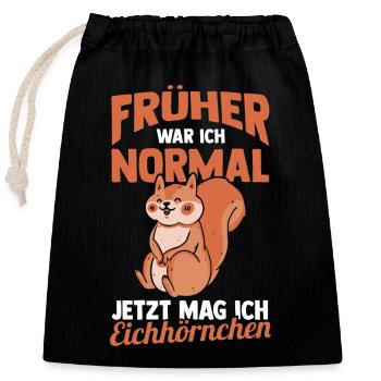 Eichhörnchen - Verschließbarer Geschenkbeutel aus Baumwolle (25x30cm) - Schwarz - Vorne