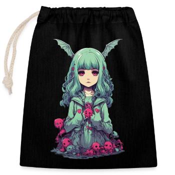 Goth Pastel Demon Kawaii Gothic Anime Girl - Closable cotton gift bag (25x30cm) - black - Front
