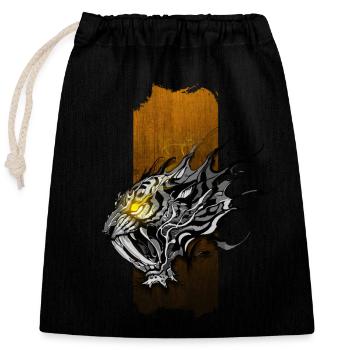 Infernos Brüllen: Säbelzahntiger mit leuchtendem Y - Verschließbarer Geschenkbeutel aus Baumwolle (25x30cm) - Schwarz - Vorne