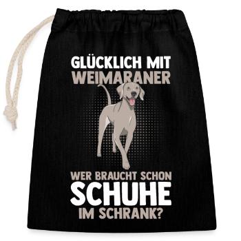 Hund Weimaraner - Verschließbarer Geschenkbeutel aus Baumwolle (25x30cm) - Schwarz - Vorne