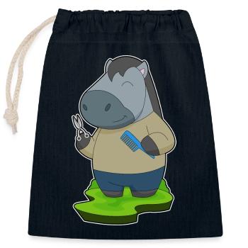 Pferd Friseur Schere Kamm - Verschließbarer Geschenkbeutel aus Baumwolle (25x30cm) - Navy - Vorne
