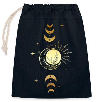 Mond und goldener magischer Stern - Verschließbarer Geschenkbeutel aus Baumwolle (25x30cm) - Navy - Vorne