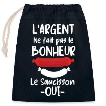 Le saucisson fait le bonheur - Sac cadeau en coton avec cordon (25 x 30 cm) - bleu marine - Devant