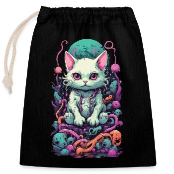 Chat Pastel Goth dans la conception de Look E-Girl - Sac cadeau en coton avec cordon (25 x 30 cm) - noir - Devant
