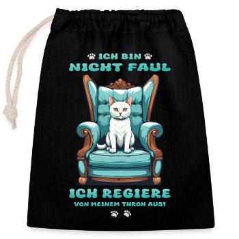 Reine des chats - Sac cadeau en coton avec cordon (25 x 30 cm) - noir - Devant