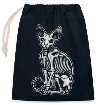 Katze Sphinx Skelett Tattoo - Verschließbarer Geschenkbeutel aus Baumwolle (25x30cm) - Navy - Vorne