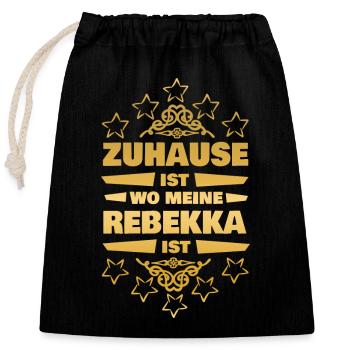 Petite amie Rebekka - Sac cadeau en coton avec cordon (25 x 30 cm) - noir - Devant