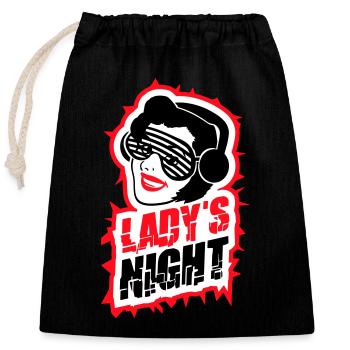 Ladies Night Fun Retro DJ Woman Face Girls Evening - Closable cotton gift bag (25x30cm) - black - Front