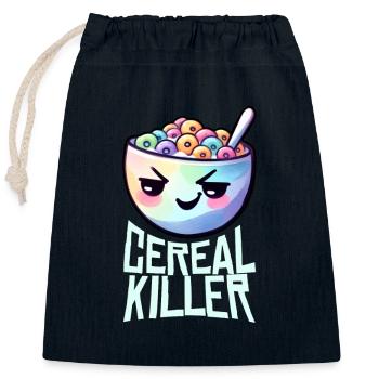 Cereal Killer Breakfast Pun - Closable cotton gift bag (25x30cm) - navy - Front