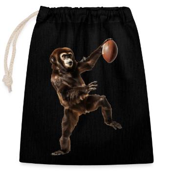 Gibbon Fußball - Verschließbarer Geschenkbeutel aus Baumwolle (25x30cm) - Schwarz - Vorne