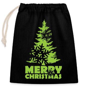Weihnachten Tanne Weihnachtsbaum Schnee Flocke - Verschließbarer Geschenkbeutel aus Baumwolle (25x30cm) - Schwarz - Vorne
