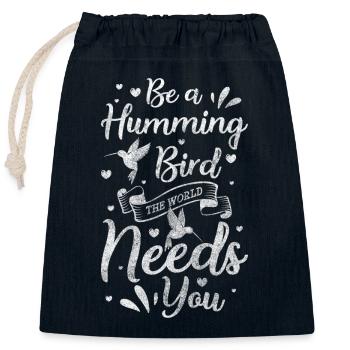Oiseau Volant Mignon Nature - Sac cadeau en coton avec cordon (25 x 30 cm) - bleu marine - Devant