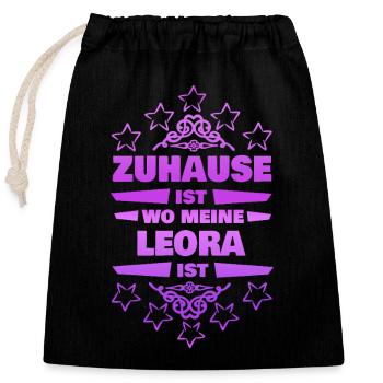 Petite amie Leora - Sac cadeau en coton avec cordon (25 x 30 cm) - noir - Devant